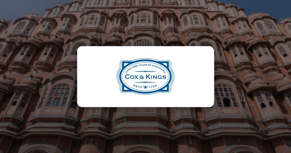 Cox & Kings logo over Hawa Mahal in Jaipur