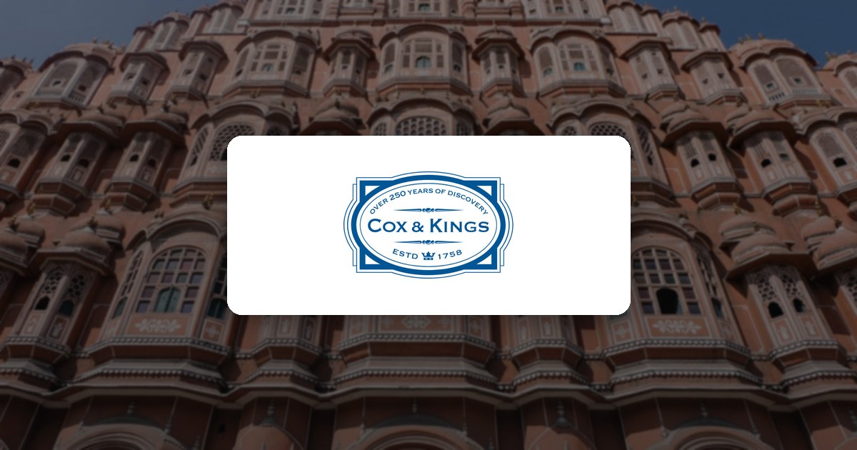 Cox & Kings logo over Hawa Mahal in Jaipur